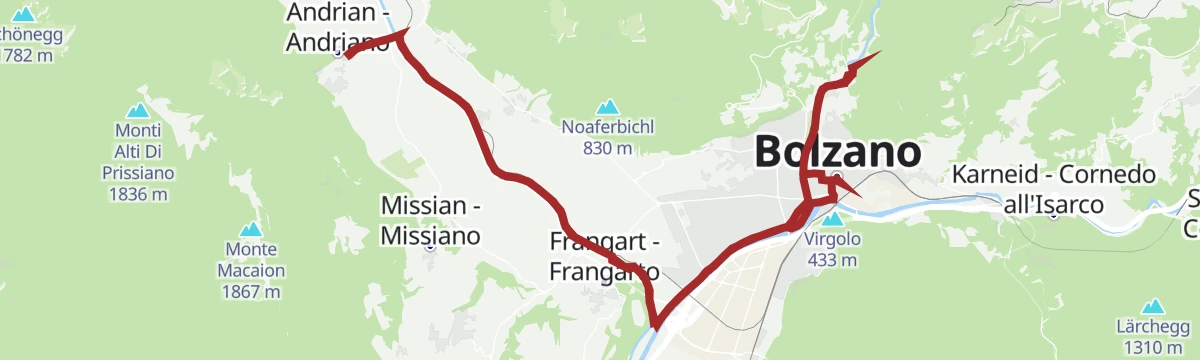 Route map: Radtour nach Bozen zum Schloss Runkelstein und zurück
